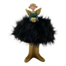 Ballerina Engel Deko-Figur mit Pelz schwarz/gold ca. 16,5 cm