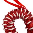 Deko Zuckerstange Rot / Weß glitzer ca. 21 cm