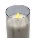 LED Echtwachs-Kerze im Glas grau ca. 15 cm