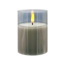 LED Echtwachs-Kerze im Glas grau ca. 10 cm