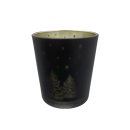 Teelicht-Glas Tannenbaum schwarz gold ca. 9 cm