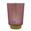 Teelicht-Glas Tannenbaum rosa silber ca. 14,5 cm