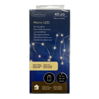 Micro Lichterkette 40 LED ca. 195 cm warmweiss