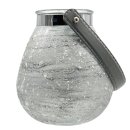 Windlicht Glas silber vereist ca. 17 cm