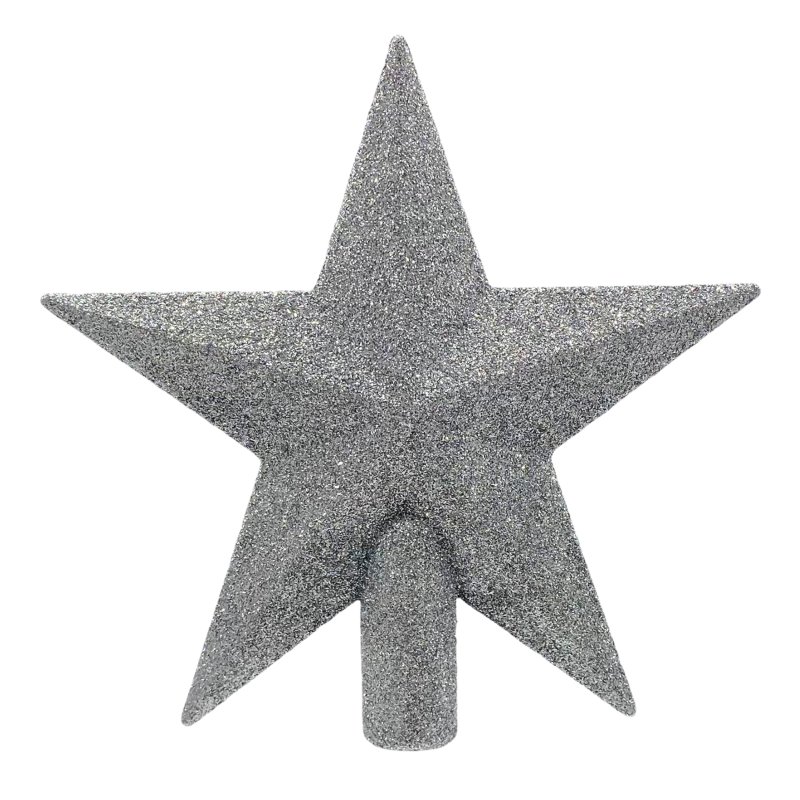 Christbaumspitze Stern silber glitzer ca. 19 cm