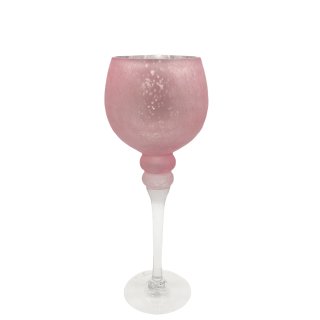 Glaspokal / Windlicht / Kelch rosa matt silber ca. 30 cm