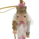 Nussknacker Anhänger König Weihnachten rosa / gold ca. 12 cm zum stehen oder hängen