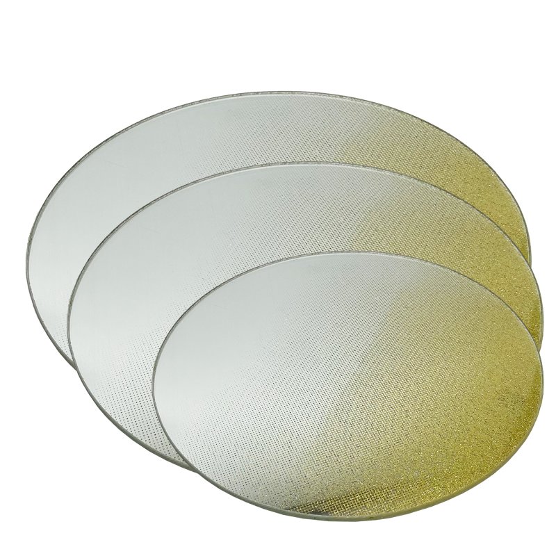 Spiegelplatten mit goldenem Glitzer 20, 25 und 35 cm