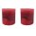 Stumpenkerzen im 2er Set rot mit rotem Glitzer