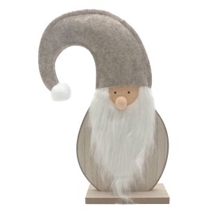 Weihnachtsmann aus Holz mit beiger Mütze