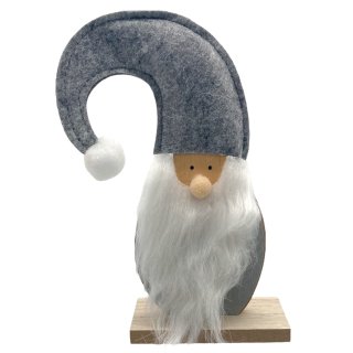 Weihnachtsmann aus Holz mit grauer Mütze ca. 34 cm