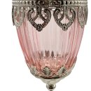 Orientalisches Windlicht aus Glas rosa silber
