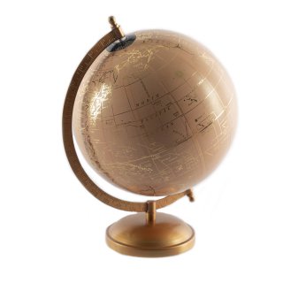Moderner Globus mit Metall-St&auml;nder in altrosa - gold ca. 13 cm
