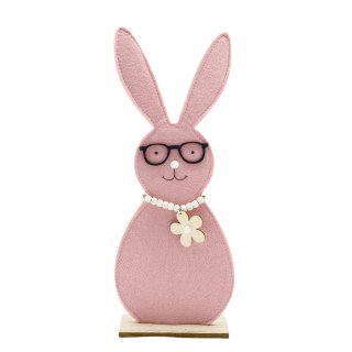 Filz Osterhase auf Holzfuß rosa ca. 44,5 x 18 cm