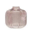 Glas-Vase geriffelt altrosa ca. 11 cm