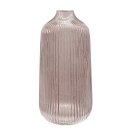 Glas-Vase geriffelt altrosa ca. 21 cm
