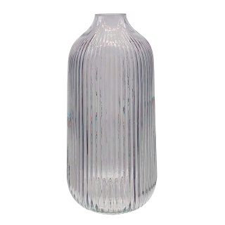 Glas-Vase geriffelt grau/flieder ca. 21 cm