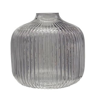 Glas-Vase geriffelt grau/flieder ca. 11 cm