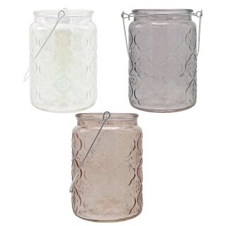 Glas Windlichter in drei verschiedenen Farben ca. 13,5 cm