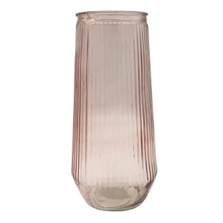 Glas Vase geriffelt altrosa ca. 30 cm
