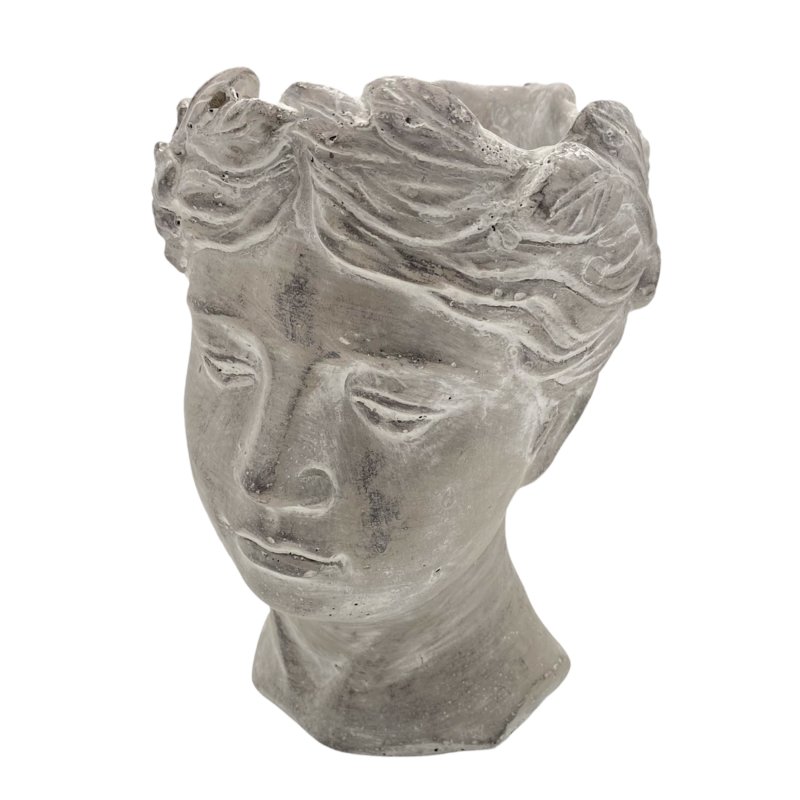Beton Pflanzkopf / Frauen-Büste grau ca. 19 cm
