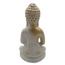 Buddha sitzend weiss/gold ca. 30 cm