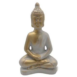 Buddha sitzend weiss/gold ca. 28 cm
