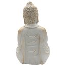 Buddha sitzend mit Teelichtglas weiss/gold ca. 31 cm