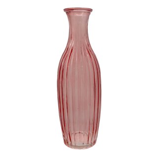 Glas-Vase geriffelt rosa ca. 23 cm