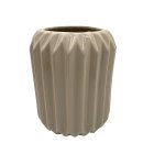 Keramik Vase gerillt beige ca. 12 cm