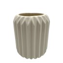 Keramik Vase gerillt creme ca. 12 cm