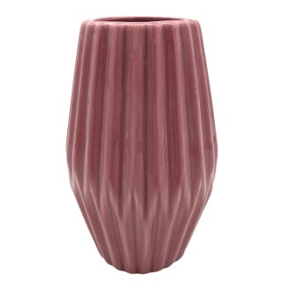 Keramik Vase gerillt altrosa ca. 16 cm
