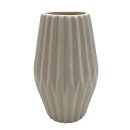 Keramik Vase gerillt creme ca. 16 cm