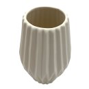 Keramik Vase gerillt creme ca. 16 cm