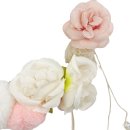 Deko Blumenring mit Federn rosa/weiss