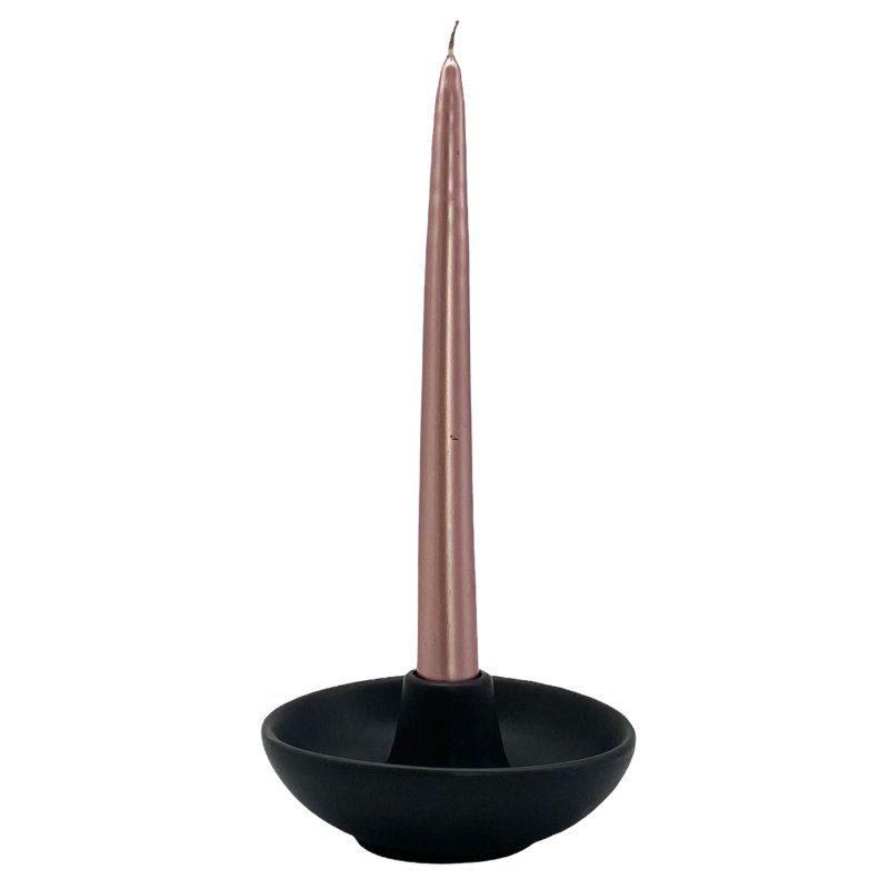 Kerzenhalter GEO Aus Eisen – Matt Schwarz, Für Stabkerzen Bis 2,2 Cm, Mit Samtboden, 14x10 Cm, Skandinavisches Design
