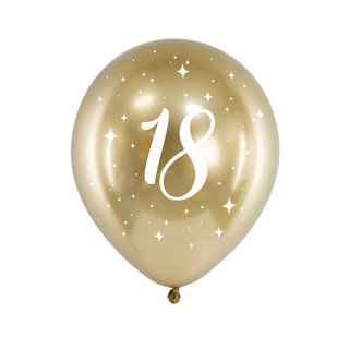 Glossy-Ballons gold 18. Geburtstag 6 Stück Ø ca. 30 cm