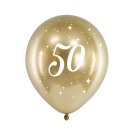 Glossy-Ballons gold 50. Geburtstag 6 St&uuml;ck &Oslash;...