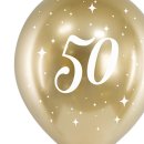 Glossy-Ballons gold 50. Geburtstag 6 St&uuml;ck &Oslash; ca. 30 cm