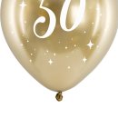 Glossy-Ballons gold 50. Geburtstag 6 St&uuml;ck &Oslash; ca. 30 cm