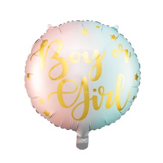 Folien-Ballon " Boy or Girl " rosa/blau Ø ca. 35 cm