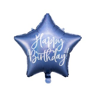 Folien-Ballon Stern &quot; Happy Birthday &quot; blau  &Oslash; ca. 40 cm