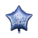 Folien-Ballon Stern " Happy Birthday " blau...