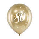 Glossy-Ballons gold 80. Geburtstag 6 St&uuml;ck &Oslash;...