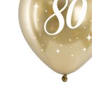 Glossy-Ballons gold 80. Geburtstag 6 St&uuml;ck &Oslash; ca. 30 cm