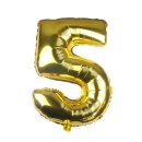 Folien/Zahlenballon " 5 " gold ca. 38 cm