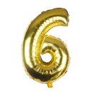 Folien/Zahlenballon " 6 " gold ca. 38 cm