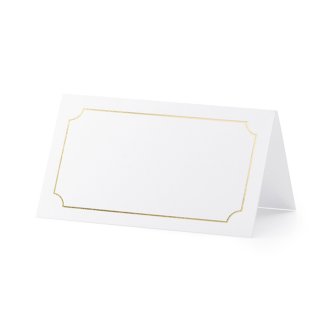 Tischkarten mit Rahmen wei&szlig;/gold im 10er Set
