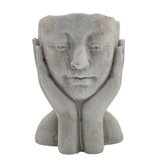 Keramik Pflanzkopf Gesicht grau ca. 22 cm