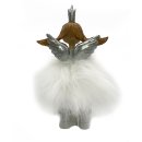 Verträumter Ballerina Engel mit Kunstpelz weiß ca. 16,5 cm